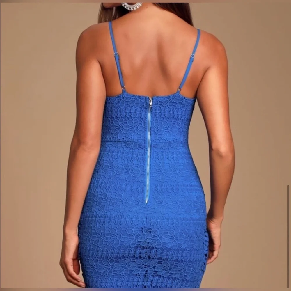 Lulus Blue Lace Ruffle Dress - Picture 2 of 5